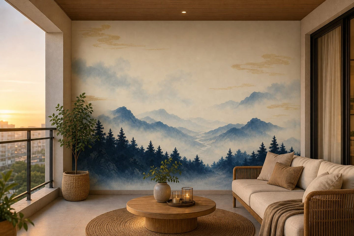 Indigo Cedar Wallpaper Mural product view