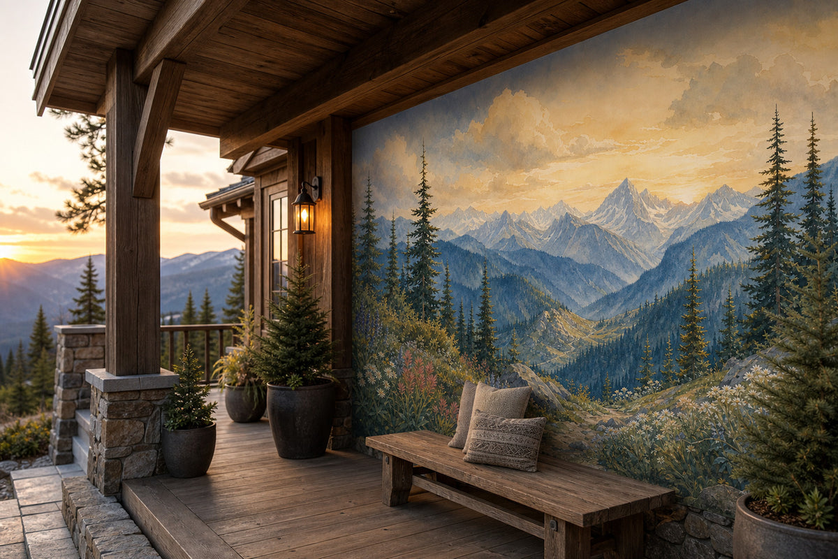 Indigo Cedar Wallpaper Mural product view
