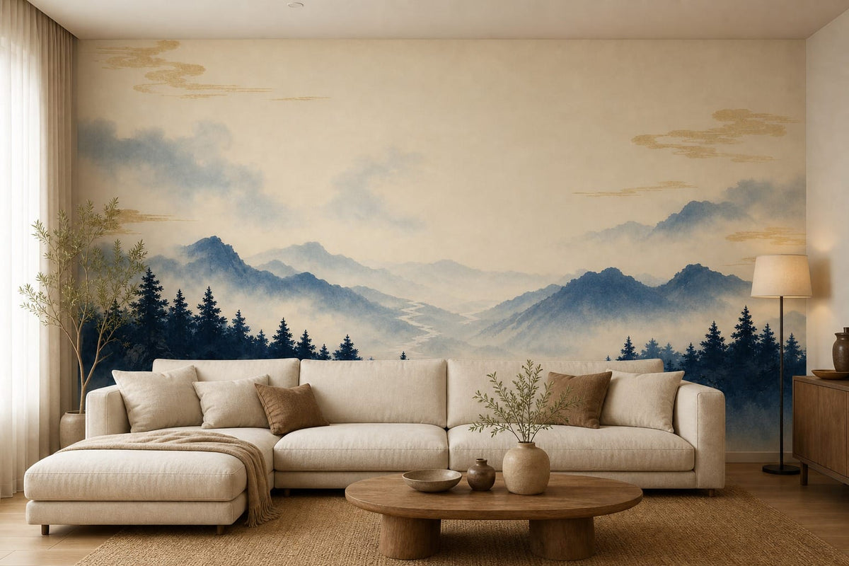 Indigo Cedar Wallpaper Mural product view