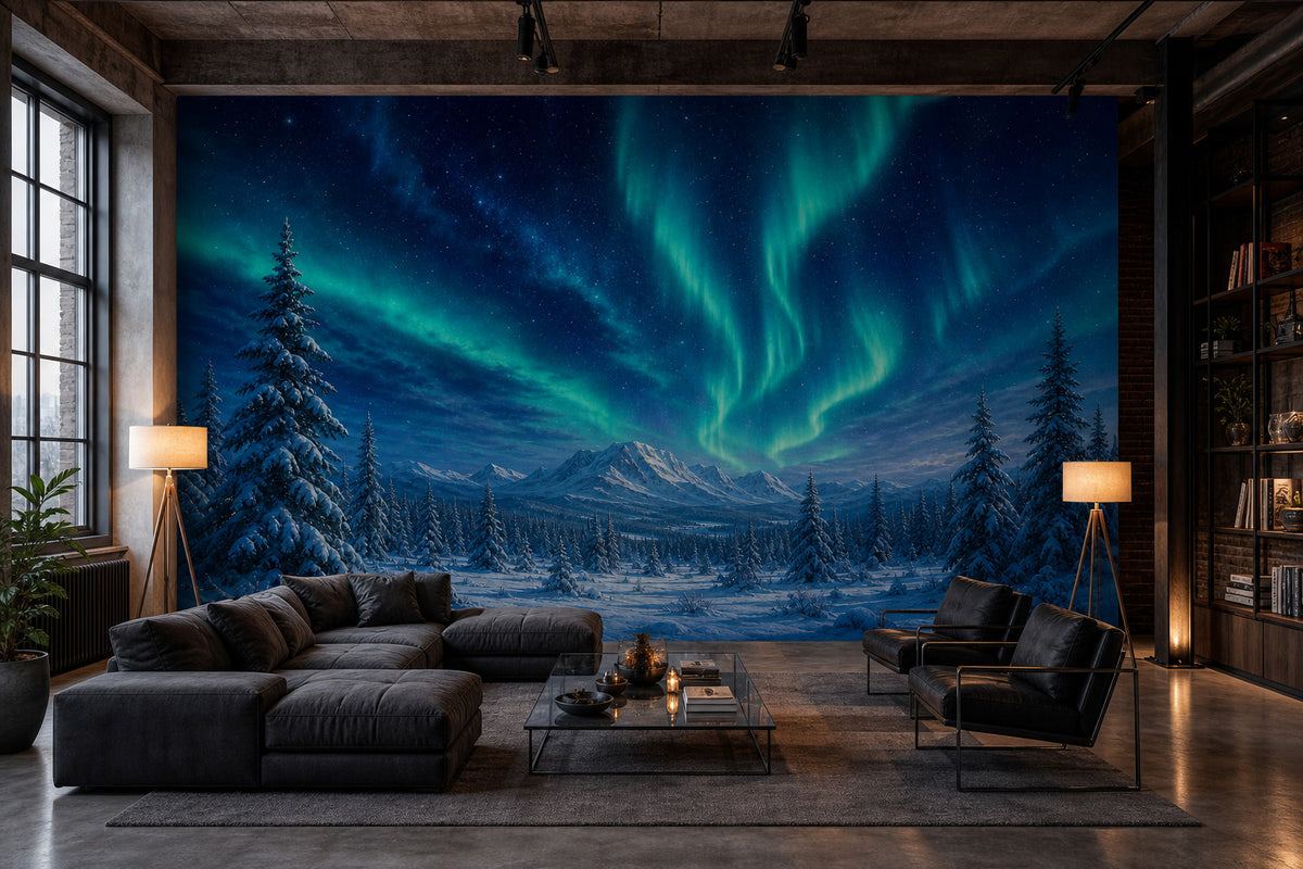 Indigo Aurora Wallpaper Mural product view