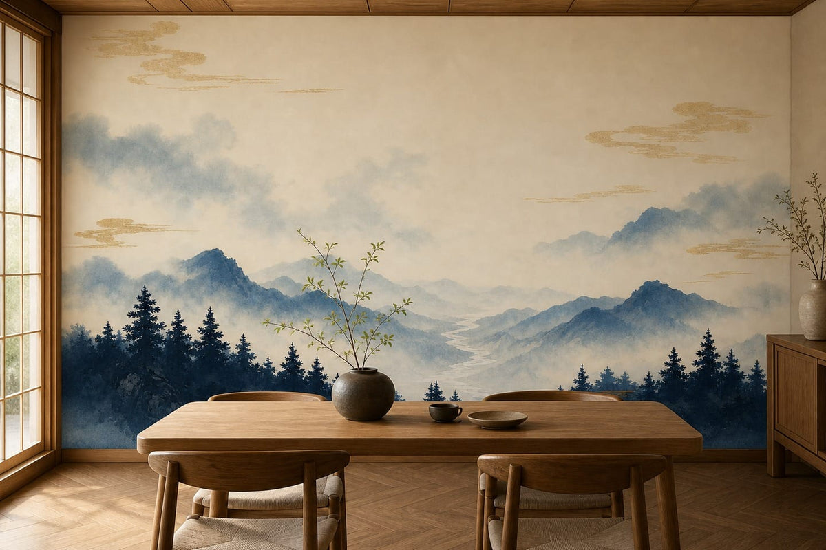 Indigo Cedar Wallpaper Mural product view