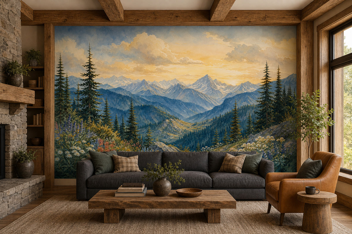 Indigo Cedar Wallpaper Mural product view