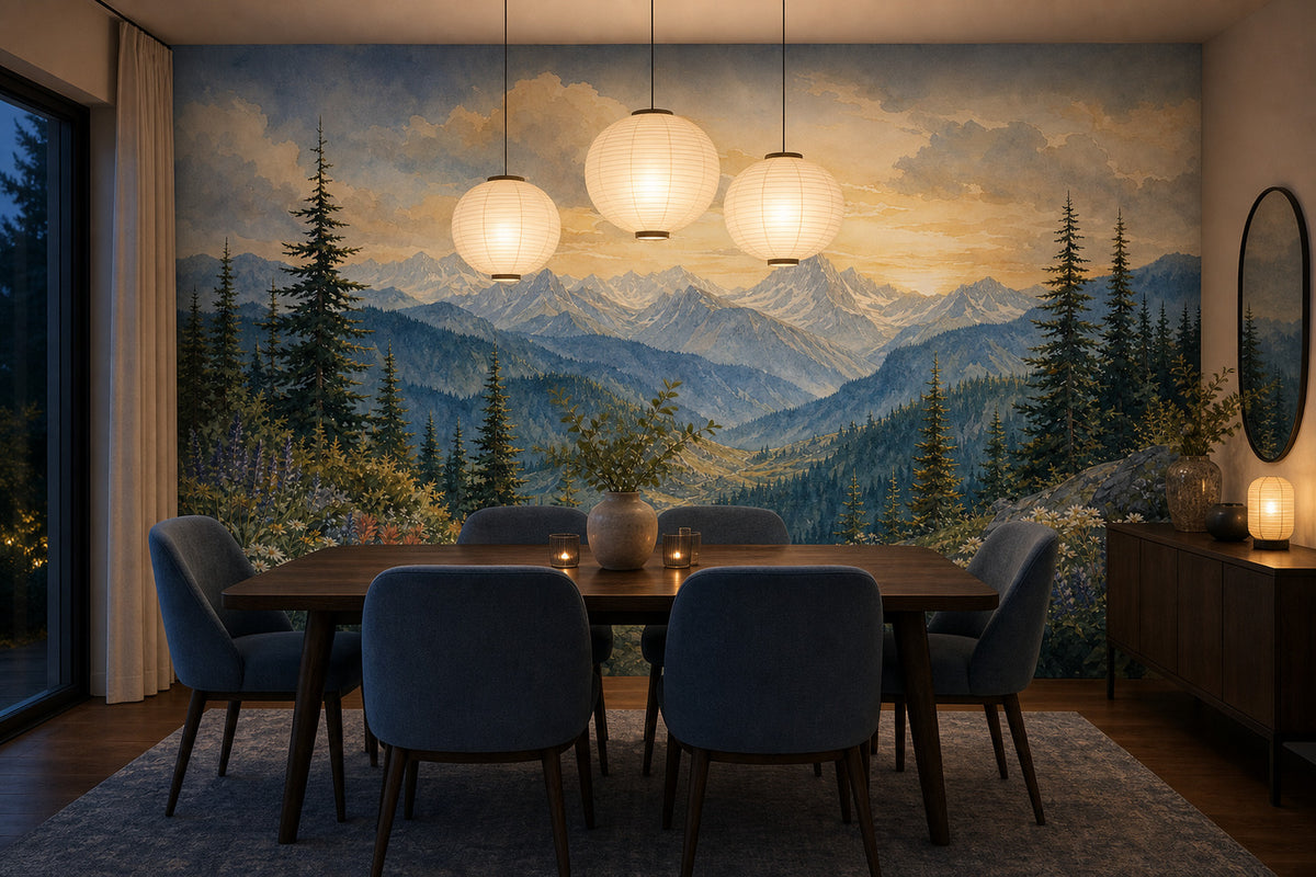 Indigo Cedar Wallpaper Mural product view