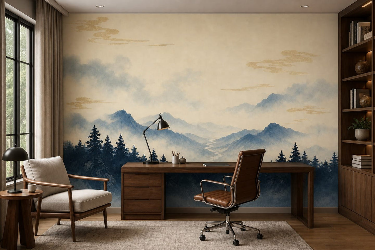 Indigo Cedar Wallpaper Mural product view