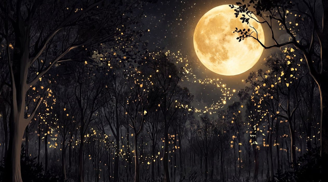 Purple Ink Enchanted Nordic Night Forest Wallpaper Mural in ink