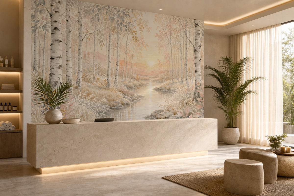 Ivory Birch Wallpaper Mural product view