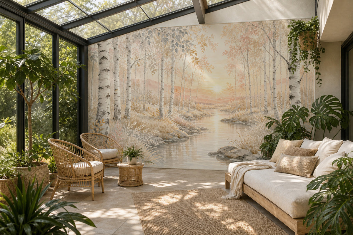 Ivory Birch Wallpaper Mural product view