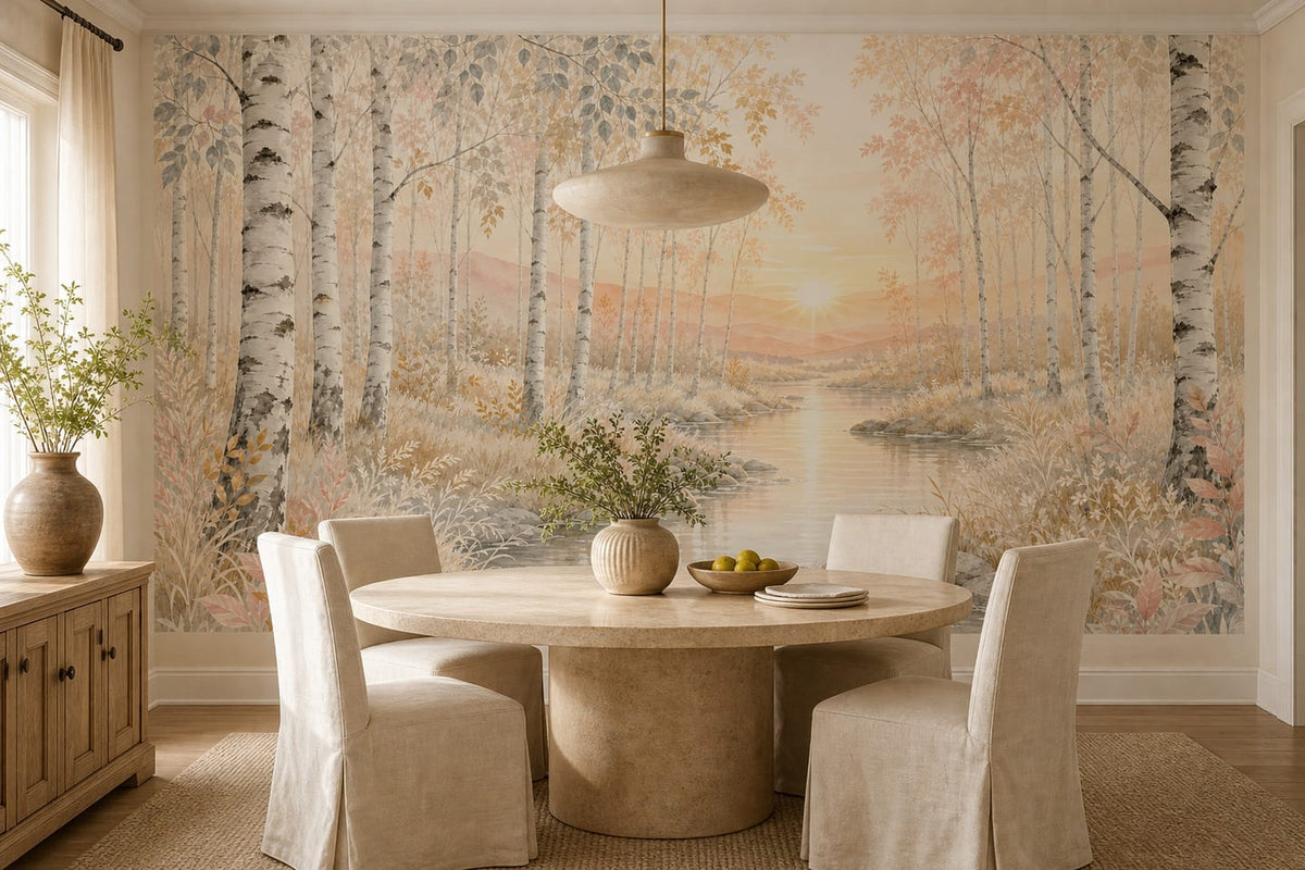 Ivory Birch Wallpaper Mural product view