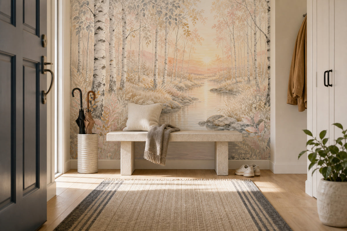 Ivory Birch Wallpaper Mural product view