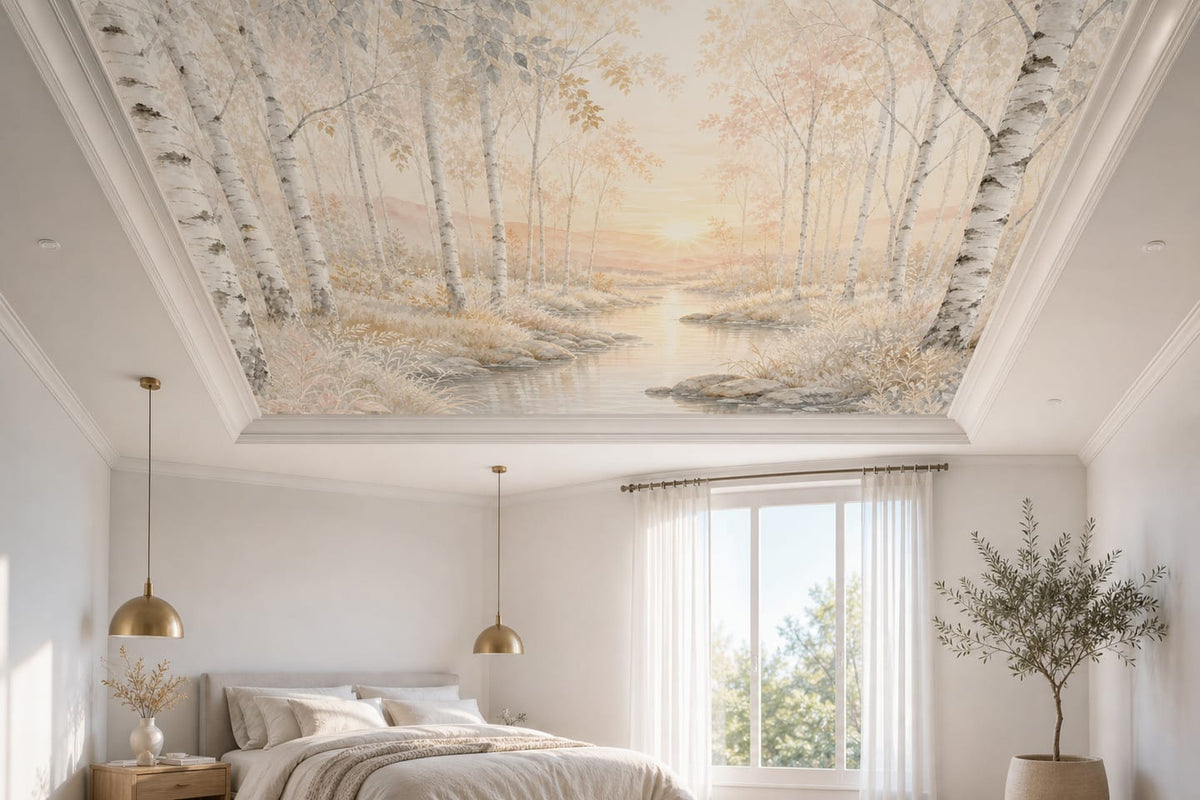 Ivory Birch Wallpaper Mural product view