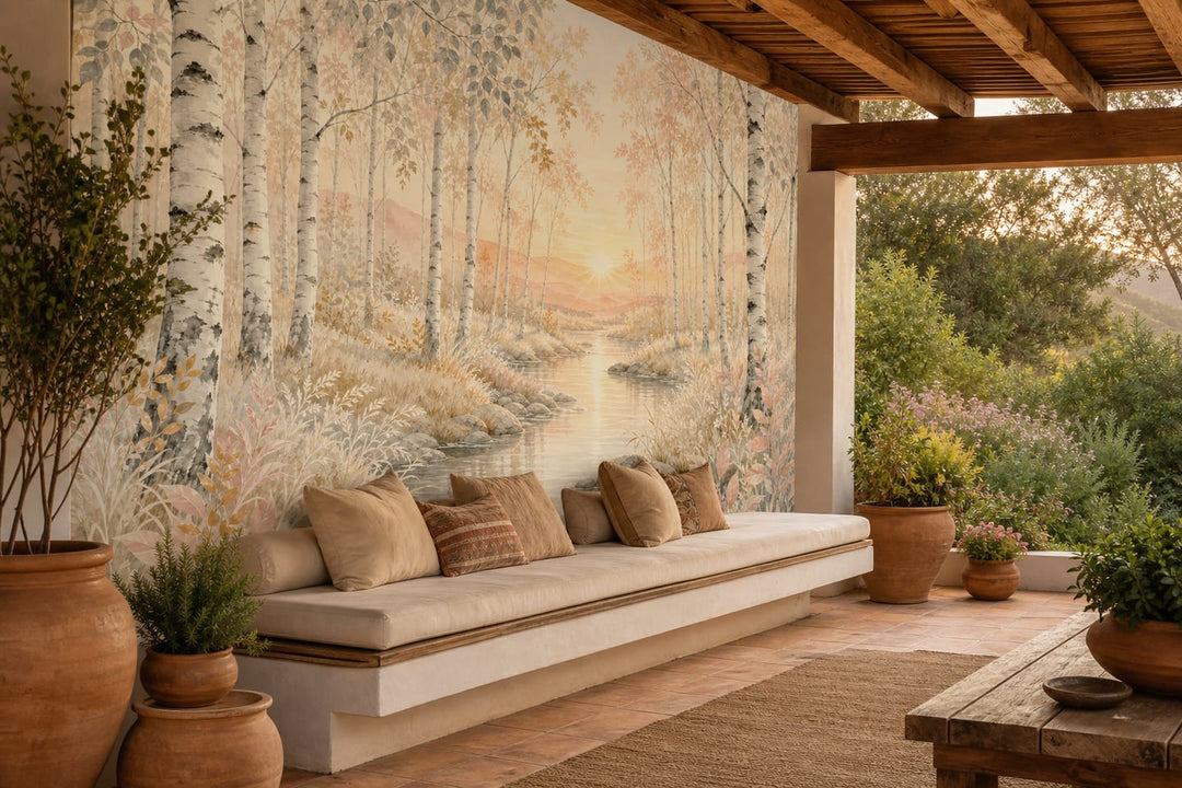 Ivory Birch Wallpaper Mural product view
