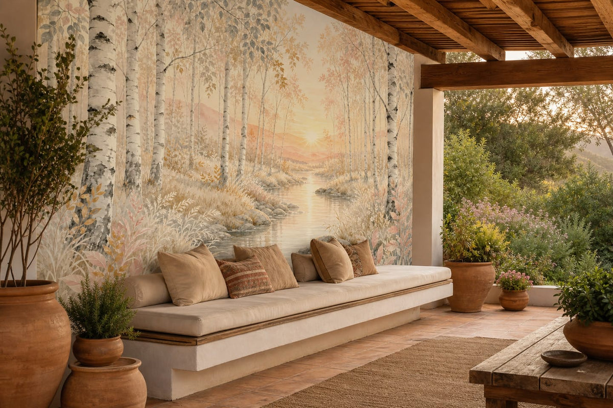 Ivory Birch Wallpaper Mural product view