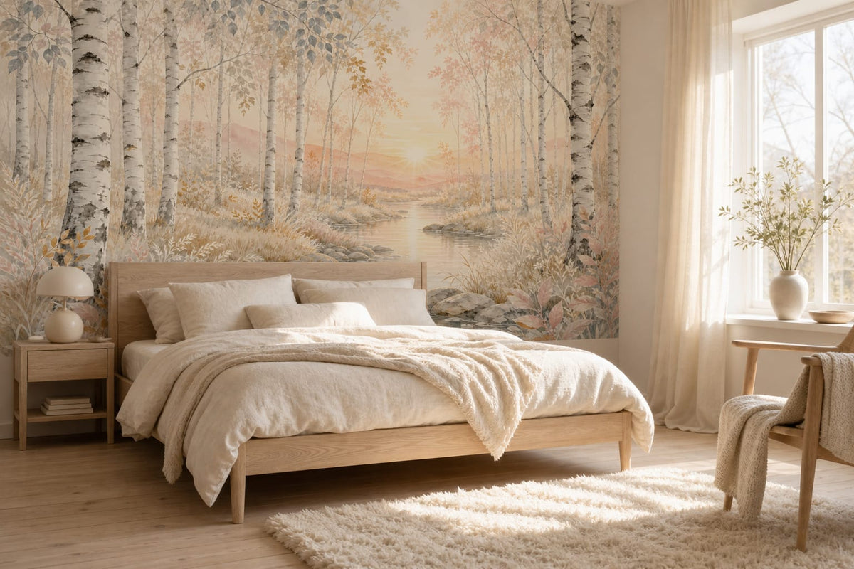 Ivory Birch Wallpaper Mural product view