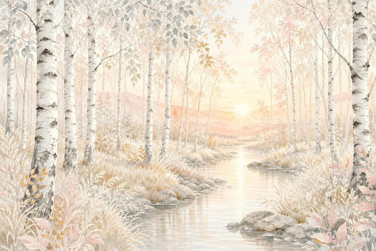 Ivory Birch Wallpaper Mural product view