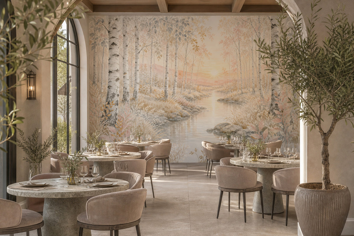 Ivory Birch Wallpaper Mural product view