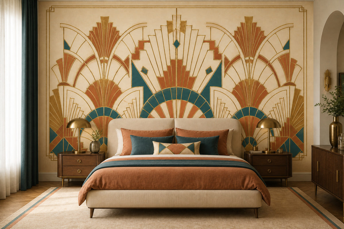 Ivory Deco Fan Wallpaper Mural product view