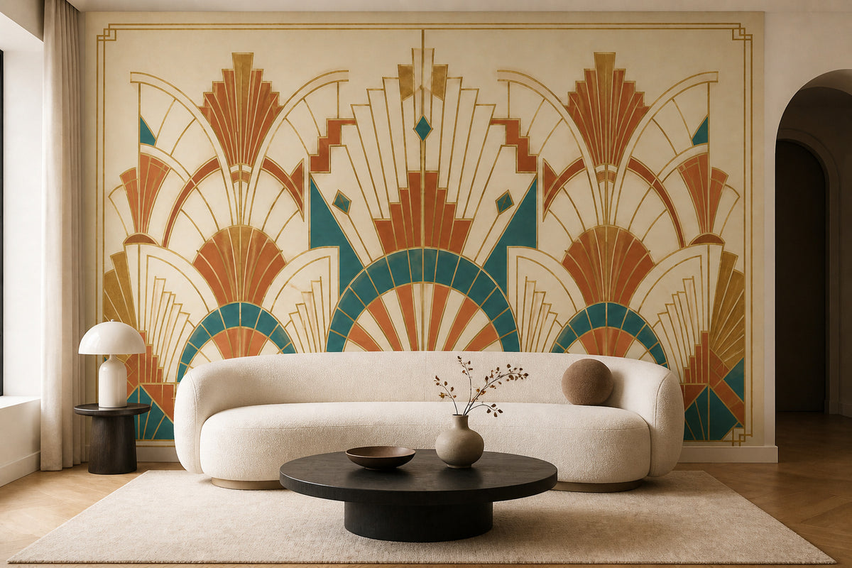 Ivory Deco Fan Wallpaper Mural product view