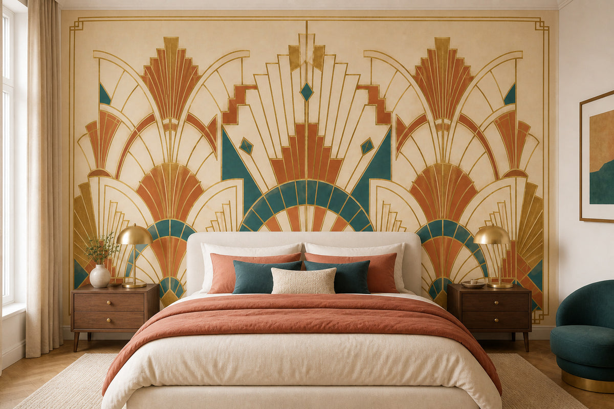 Ivory Deco Fan Wallpaper Mural product view