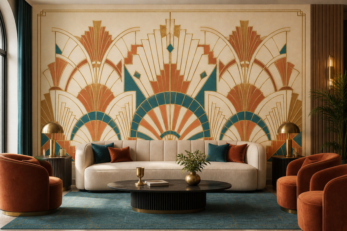 Ivory Deco Fan Wallpaper Mural product view