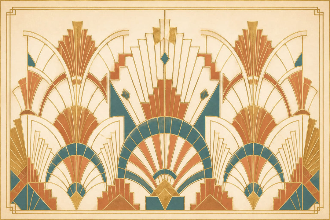 Ivory Deco Fan Wallpaper Mural product view