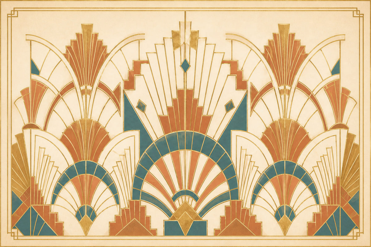 Ivory Deco Fan Wallpaper Mural product view