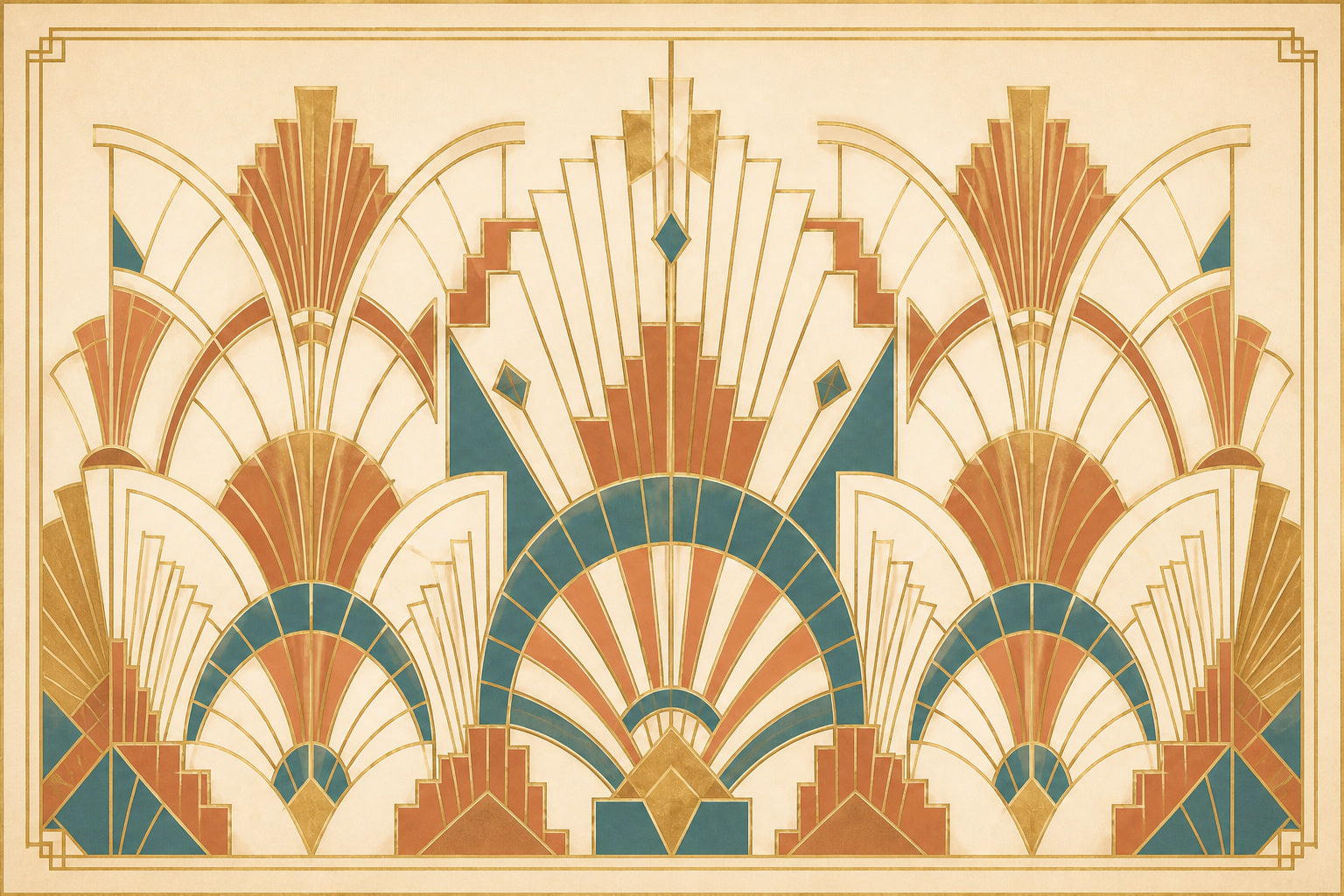 Ivory Deco Fan Wallpaper Mural