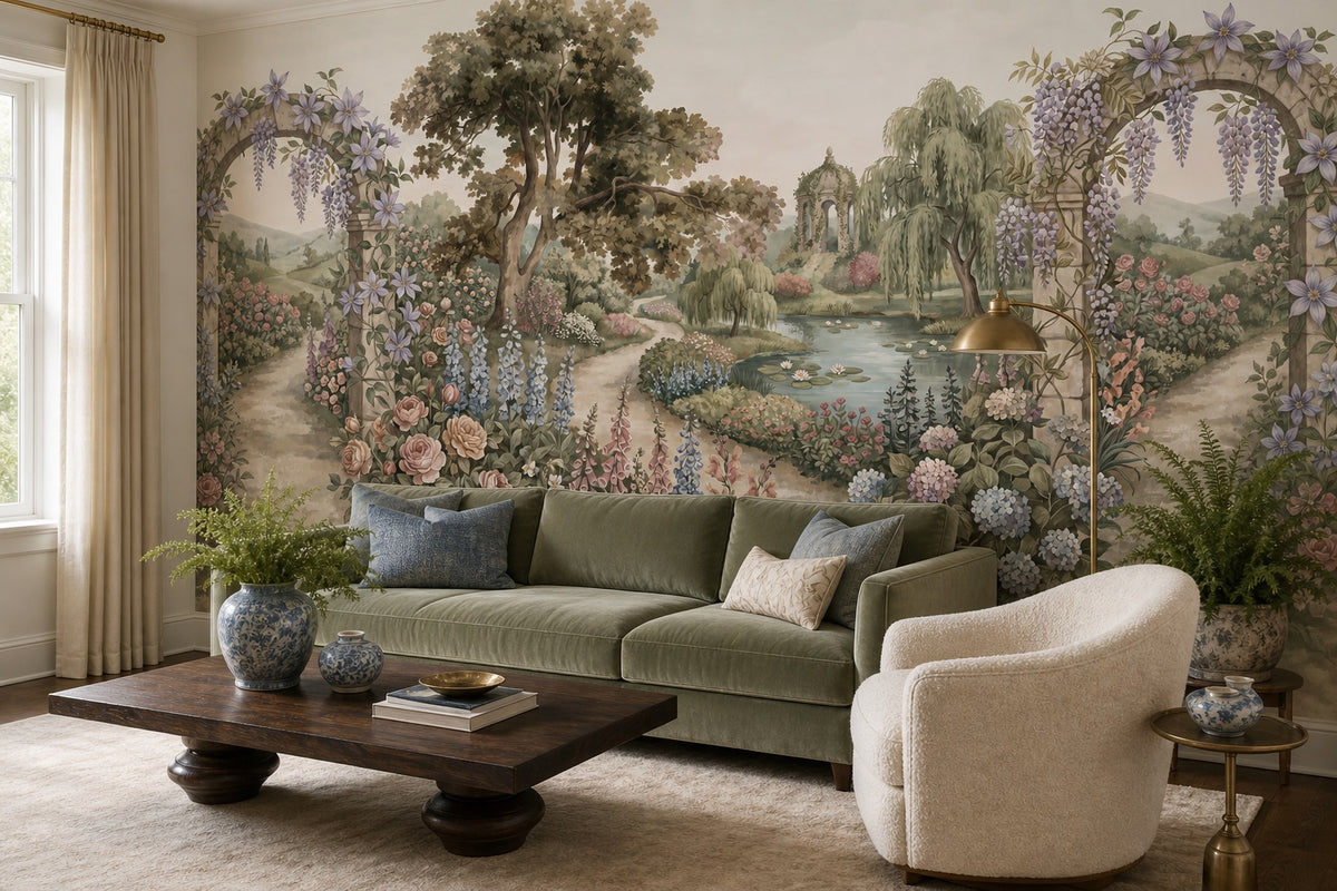 ivory floral vintage jungle wallpaper living custom stick on non woven vinyl removable