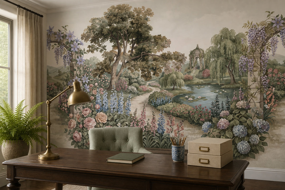 ivory flower vintage jungle wallpaper office custom stick on non woven vinyl removable