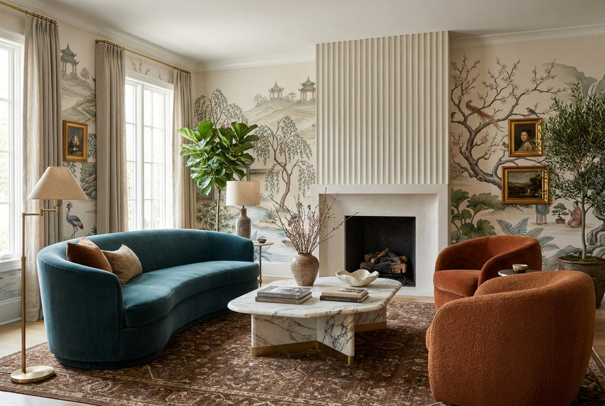 ivory garden cranes wallpaper mural custom stick on lounge removable non woven vinyl