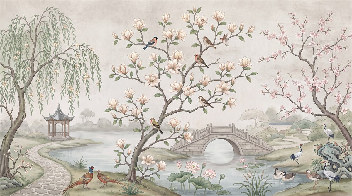 ivory magnolia wallpaper mural custom stick on wall removable non woven vinyl main