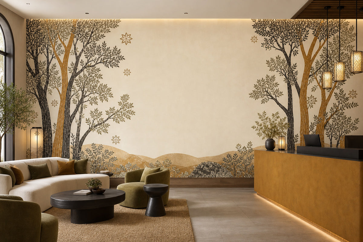 Ivory Ochre Wallpaper Mural product view