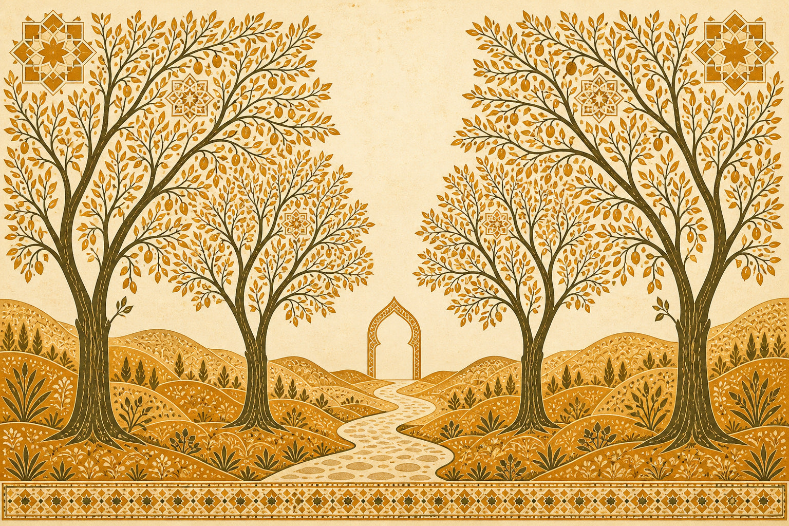 Ivory Ochre Wallpaper Mural