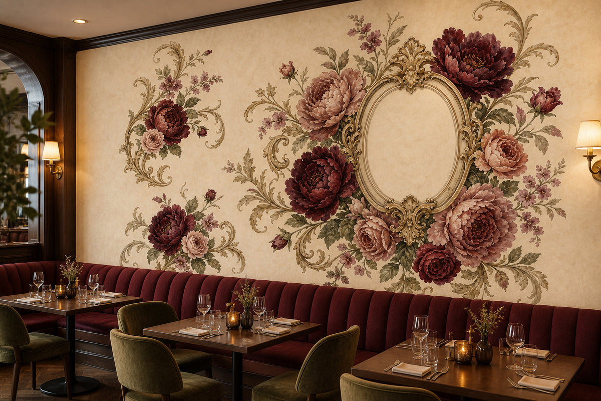 Ivory Baroque Bar Wallpaper Mural product view