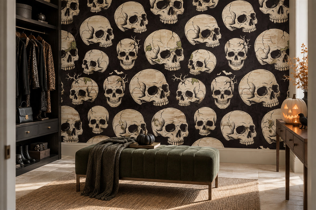 ivory skulls custom peel and stick wallpaper mural vanity removable non woven vinyl