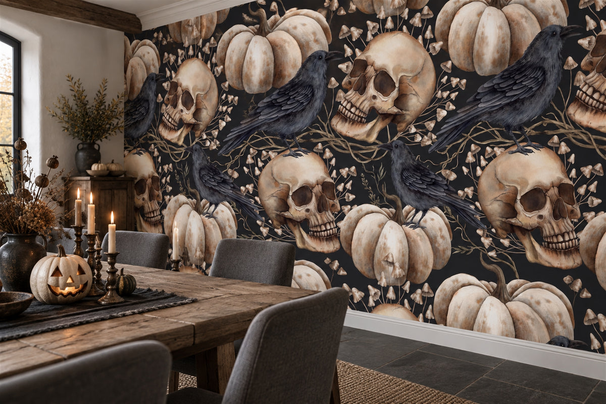 ivory skulls wallpaper mural dining custom removable non woven vinyl peel and stick
