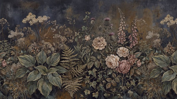 Blue Evening Rose Garden Wallpaper Mural
