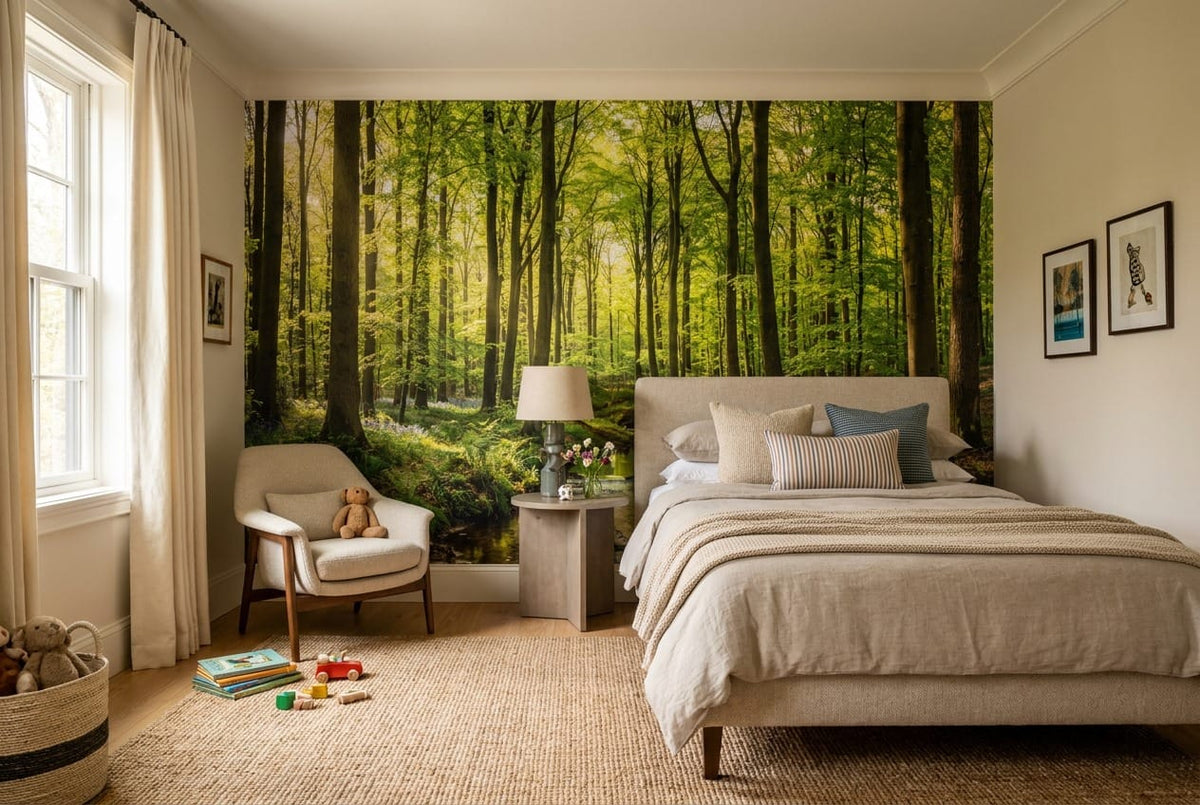 Fresh Green Photographic English Forest Green Wallpaper Mural scene image