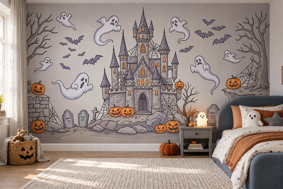 kids room grey castle custom non woven vinyl self adhesive removable wallpaper mural