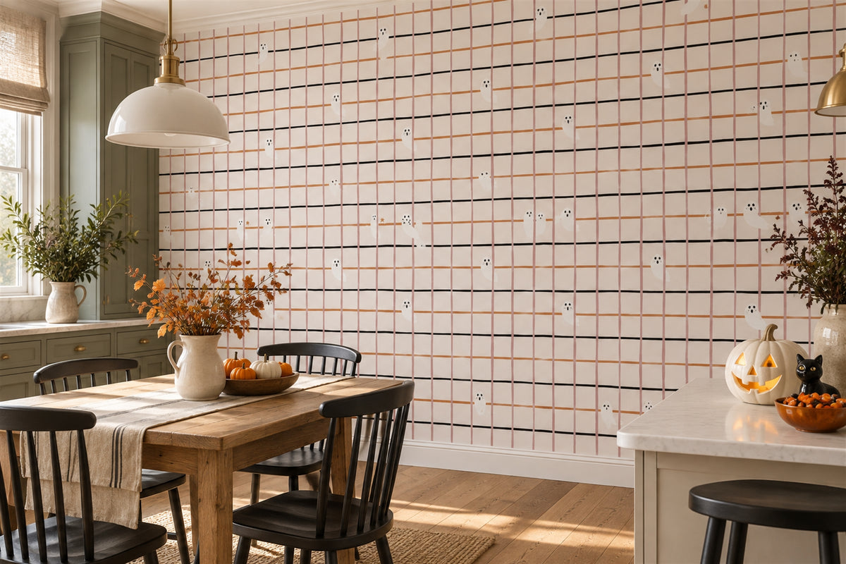 kitchen peach plaid custom non woven vinyl self adhesive removable wallpaper mural