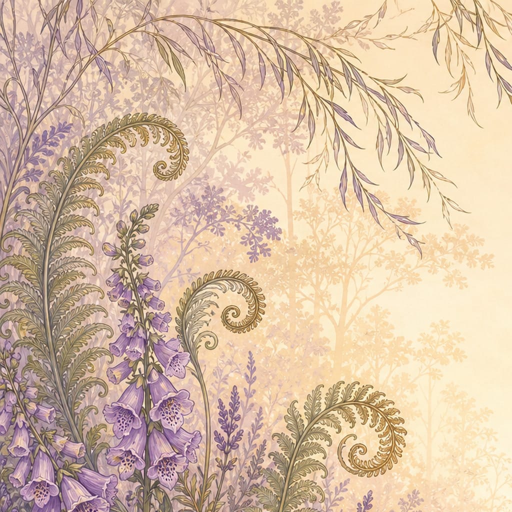 Lavender Fern Wallpaper Mural product view