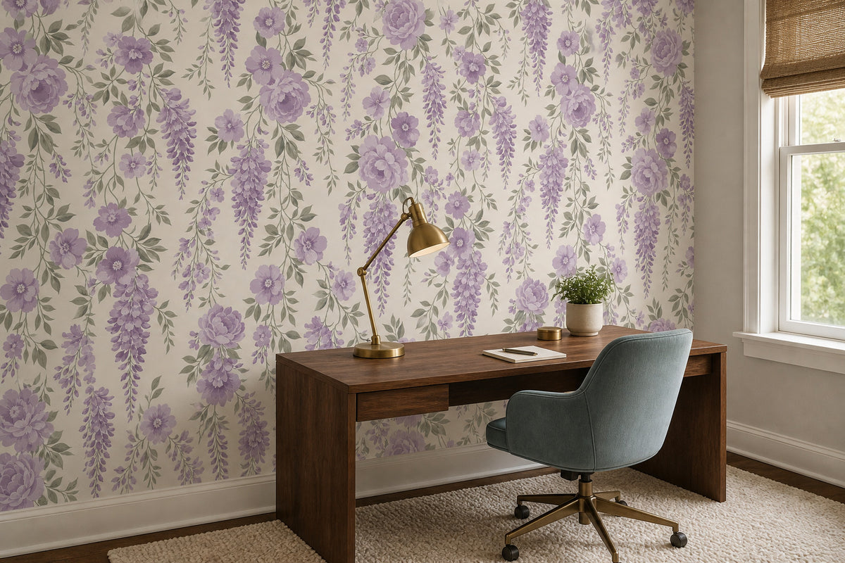 Lilac Floral Wallpaper Mural product view