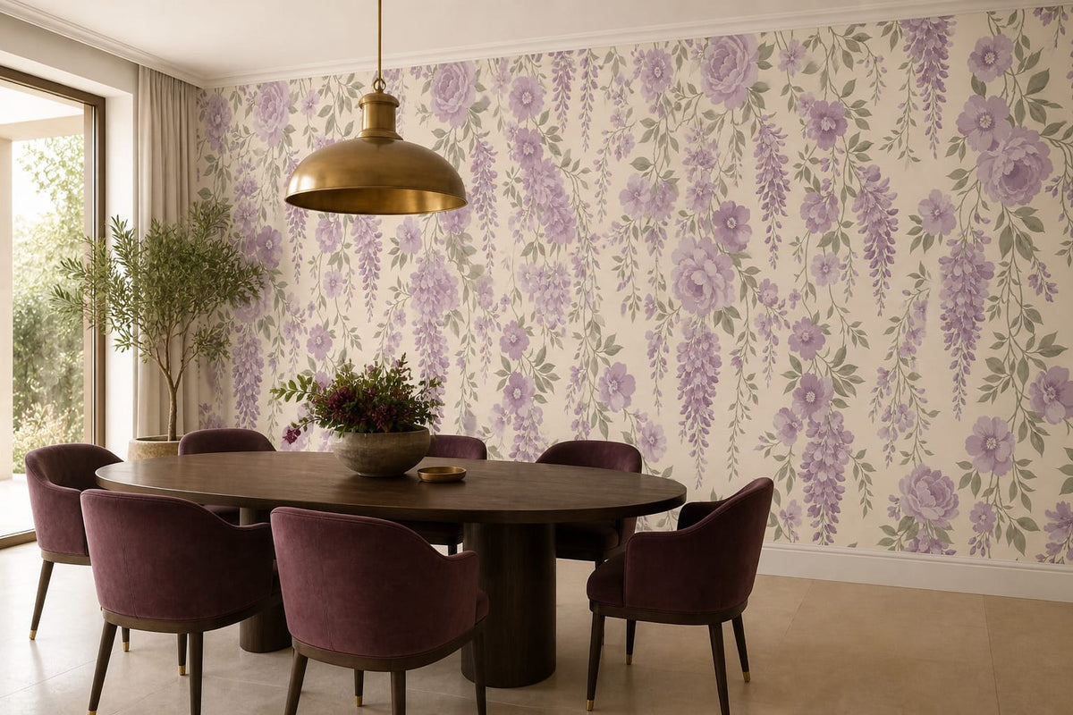 Lilac Floral Wallpaper Mural product view