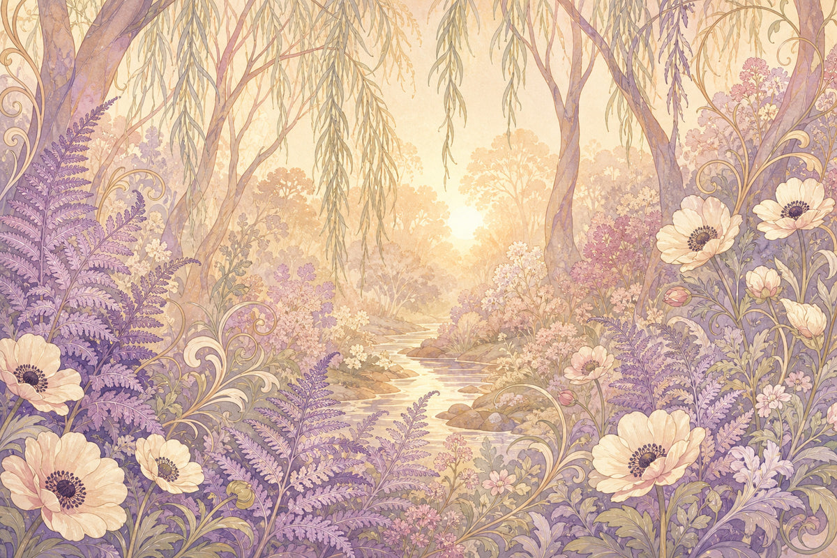 Lilac Fern Wallpaper Mural product view
