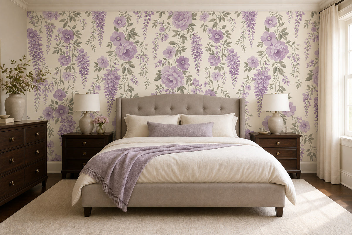 Lilac Floral Wallpaper Mural product view