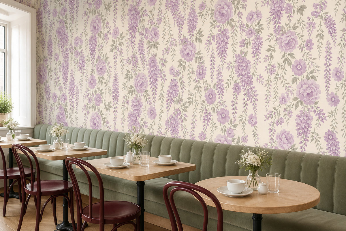 Lilac Floral Wallpaper Mural product view