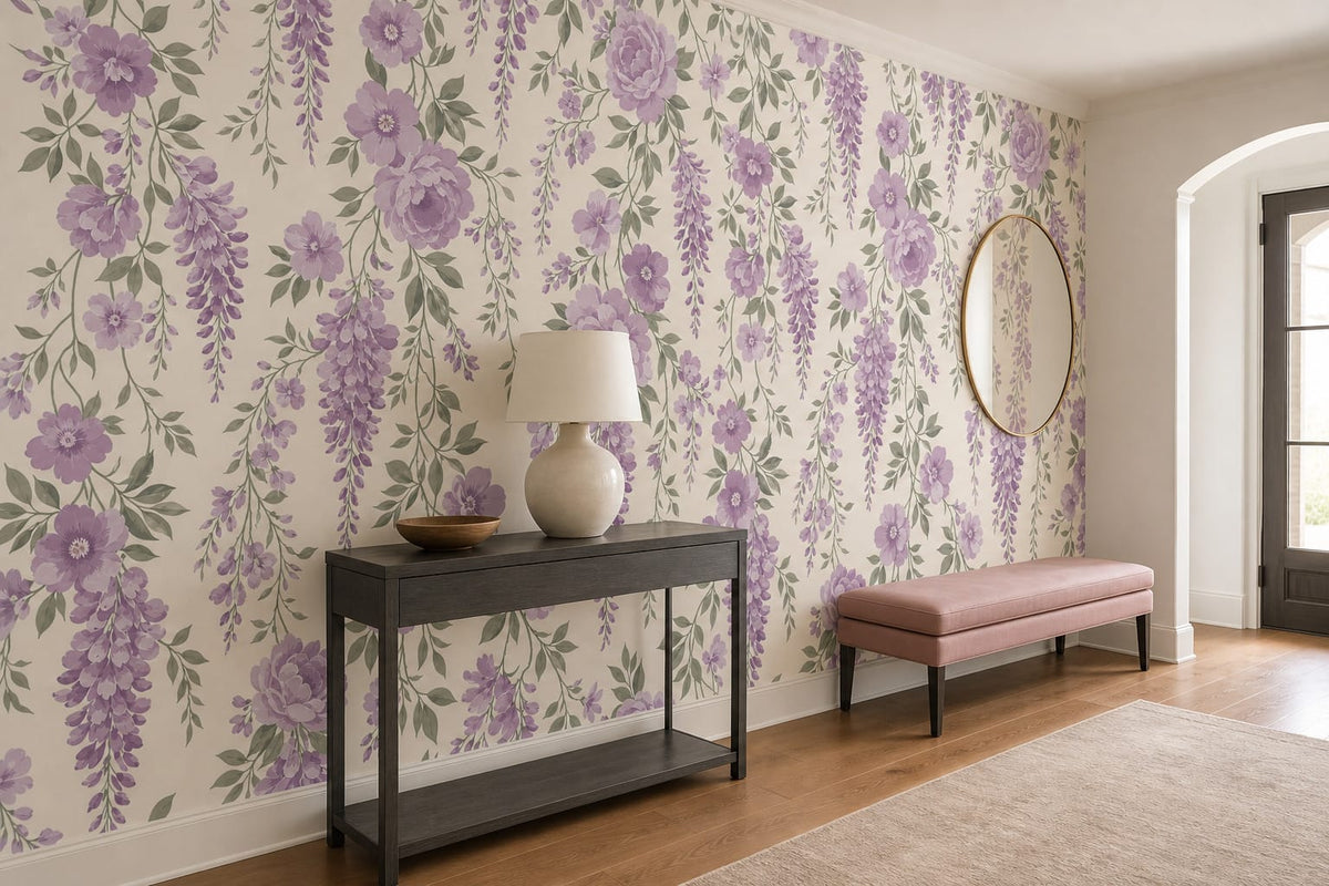 Lilac Floral Wallpaper Mural product view