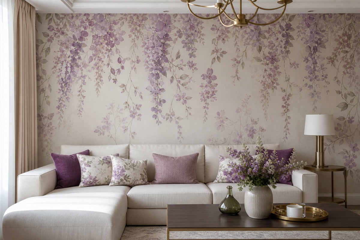 Lilac Floral Wallpaper Mural product view