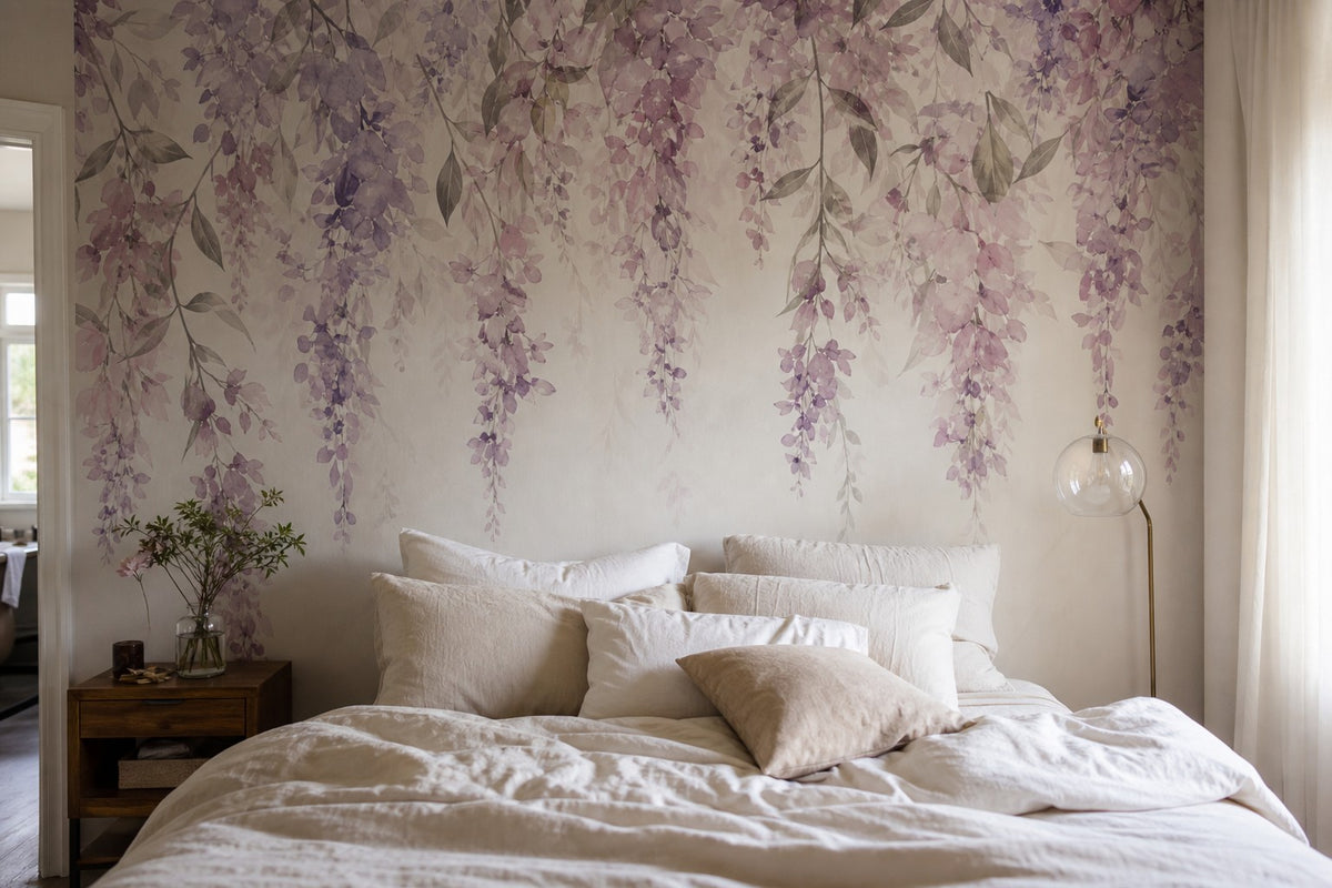Lilac Floral Wallpaper Mural product view