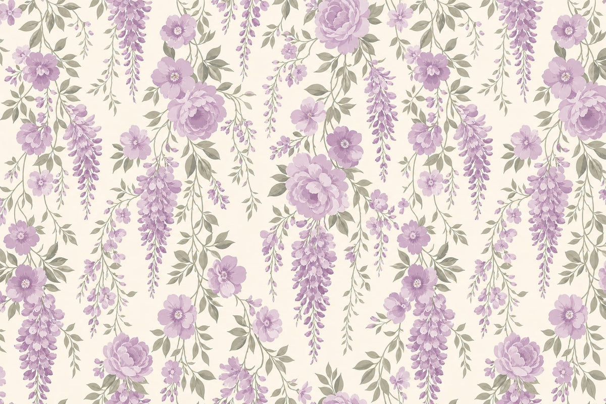 Lilac Floral Wallpaper Mural product view