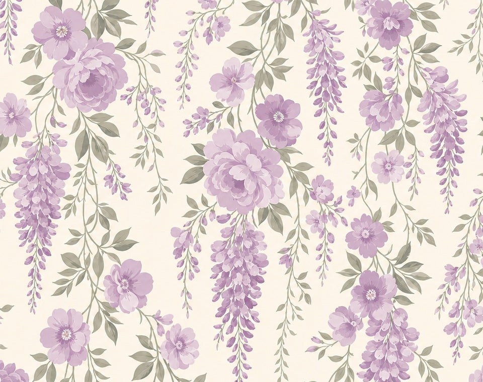 Lilac Floral Wallpaper Mural product view